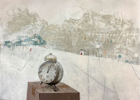 Silva Karim, 3 minute čez 12, 2022, akril na platnu, 45 x 60 cm